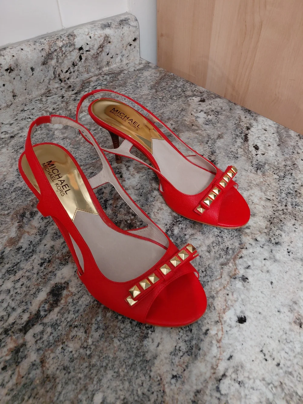 MICHAEL Michael Kors **Orange** Gold Studded Slingback Heels